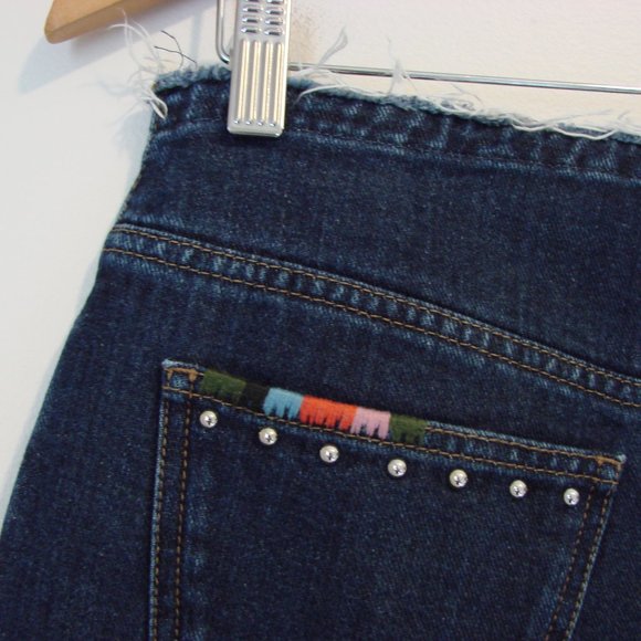 Sonia Rykiel Paris Ankle Crop Jeans Wide Leg High Rise Silver Studs EUR 40 or 31 - Picture 14 of 16